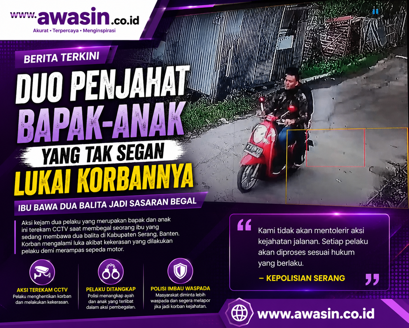 Bapak dan Anak Kompak Lakukan Aksi Begal, Korban Ibu yang Membawa Dua Balita Jadi Sasaran