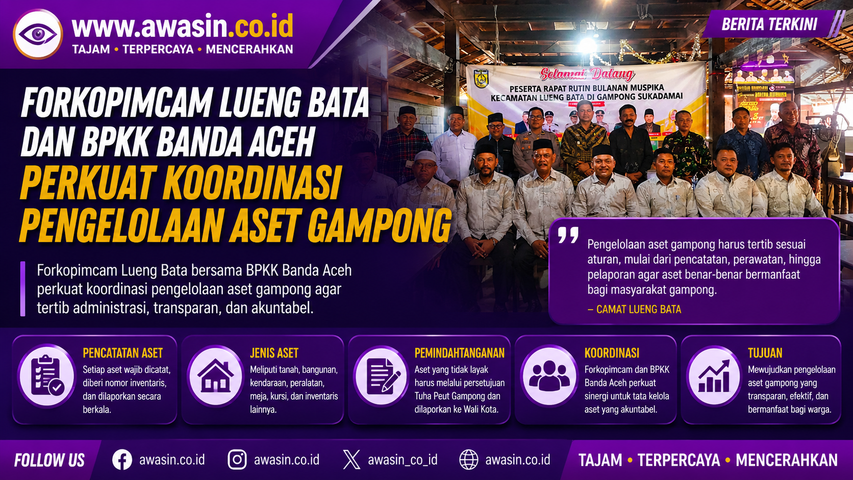 Lueng Bata Perkuat Tata Kelola Aset Gampong, Dorong Administrasi Lebih Tertib