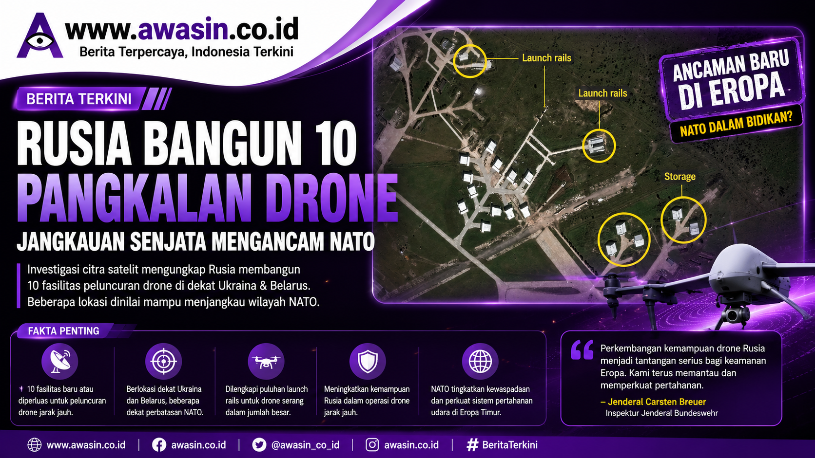 Rusia Bangun 10 Pangkalan Drone Baru, Jangkauan Senjata Mulai Mengancam Wilayah NATO