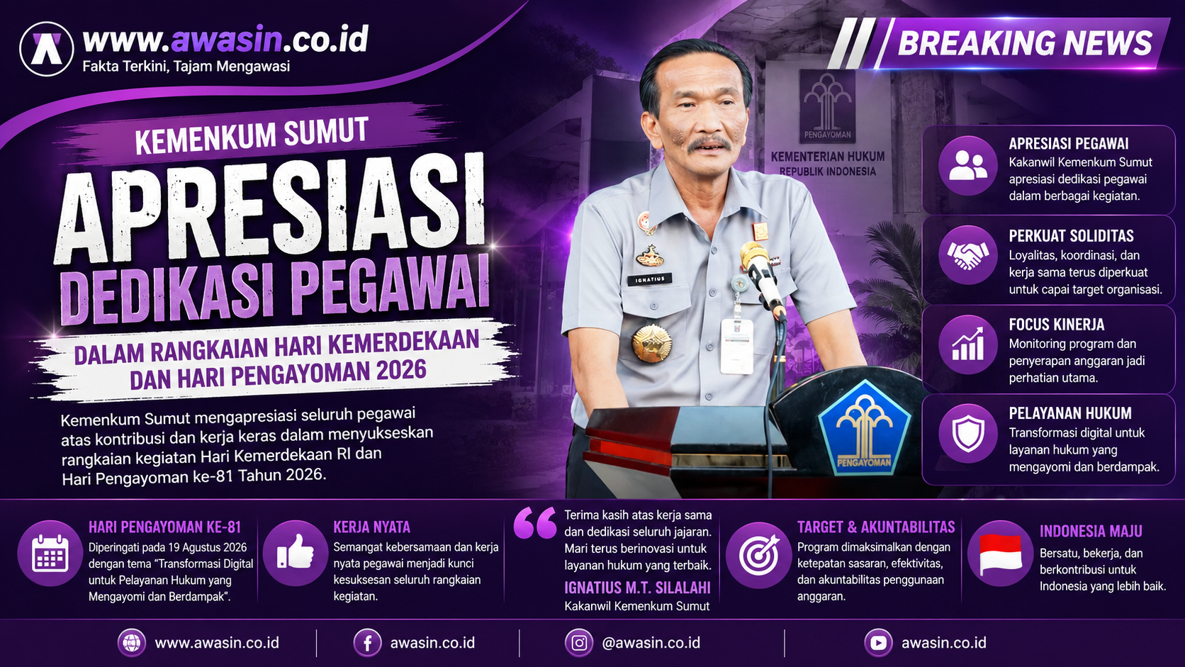 Kemenkum Sumut Apresiasi Dedikasi Pegawai, Perkuat Soliditas Usai Hari Pengayoman
