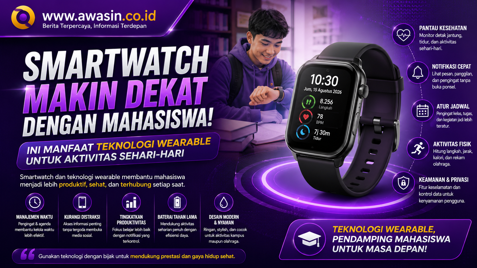 Smartwatch Makin Dekat dengan Mahasiswa, Ini Manfaat Teknologi Wearable untuk Aktivitas Sehari-hari