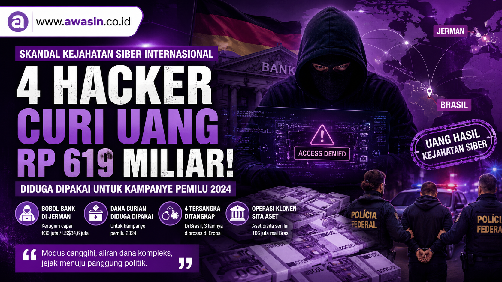Empat Terduga Hacker Ditangkap Usai Bobol Bank Jerman, Dana Curian Diduga Mengalir ke Kampanye Pemilu
