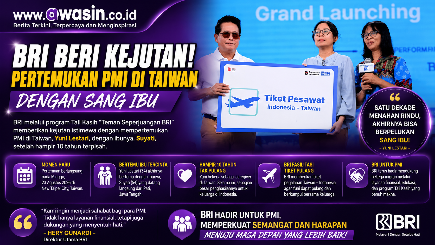 Satu Dekade Menahan Rindu, BRI Pertemukan PMI di Taiwan dengan Sang Ibu