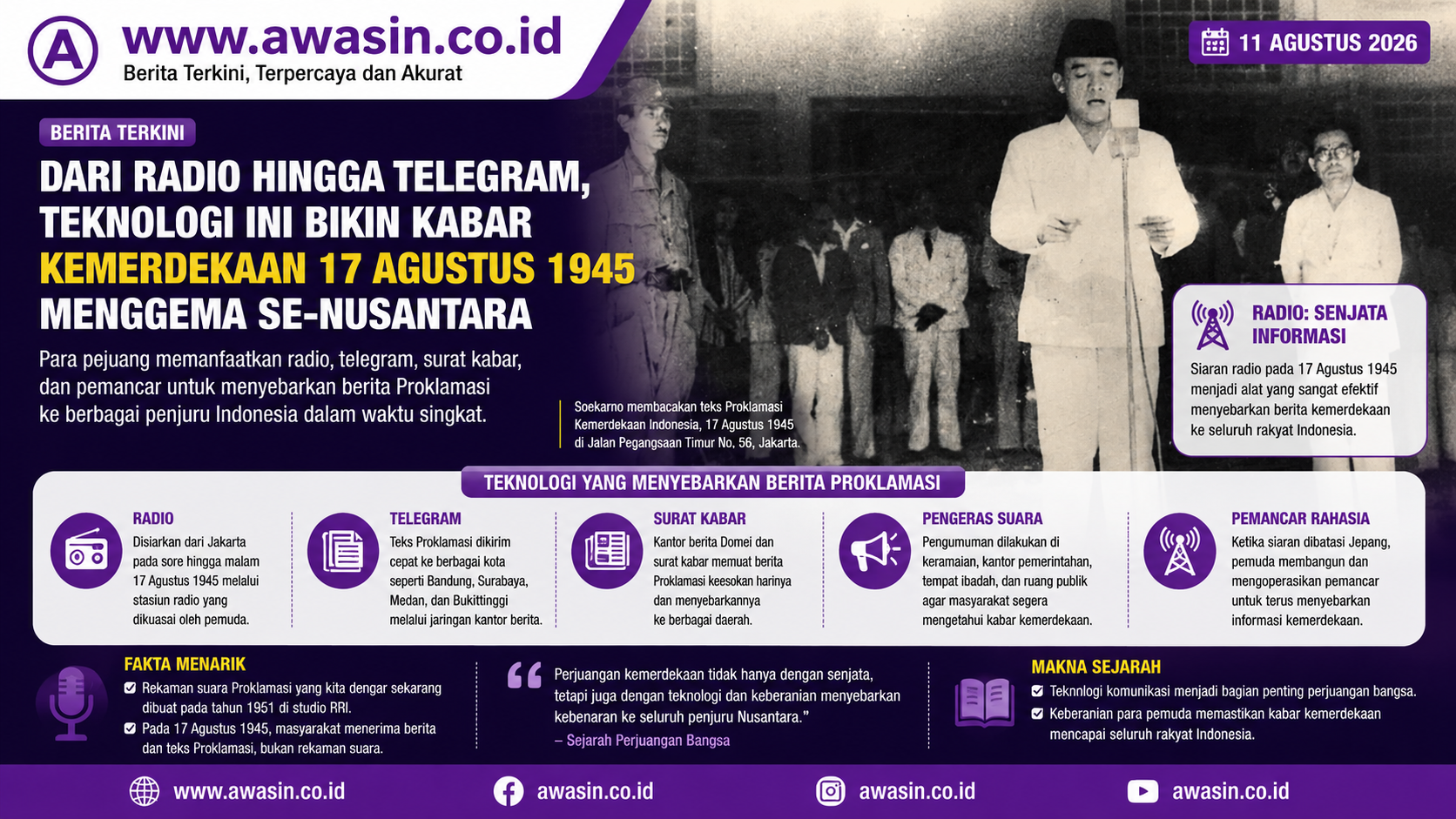 Dari Radio hingga Pemancar Rahasia, Teknologi Ini Bikin Kabar Kemerdekaan 1945 Menggema ke Nusantara