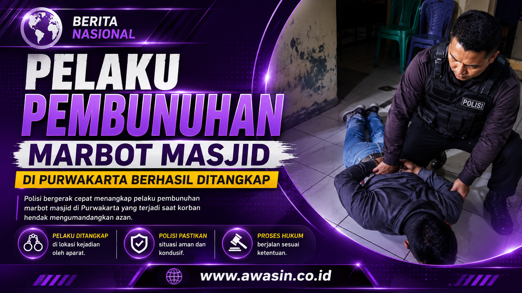Marbot Masjid di Purwakarta Tewas Saat Hendak Azan, Pelaku Berhasil Ditangkap Polisi
