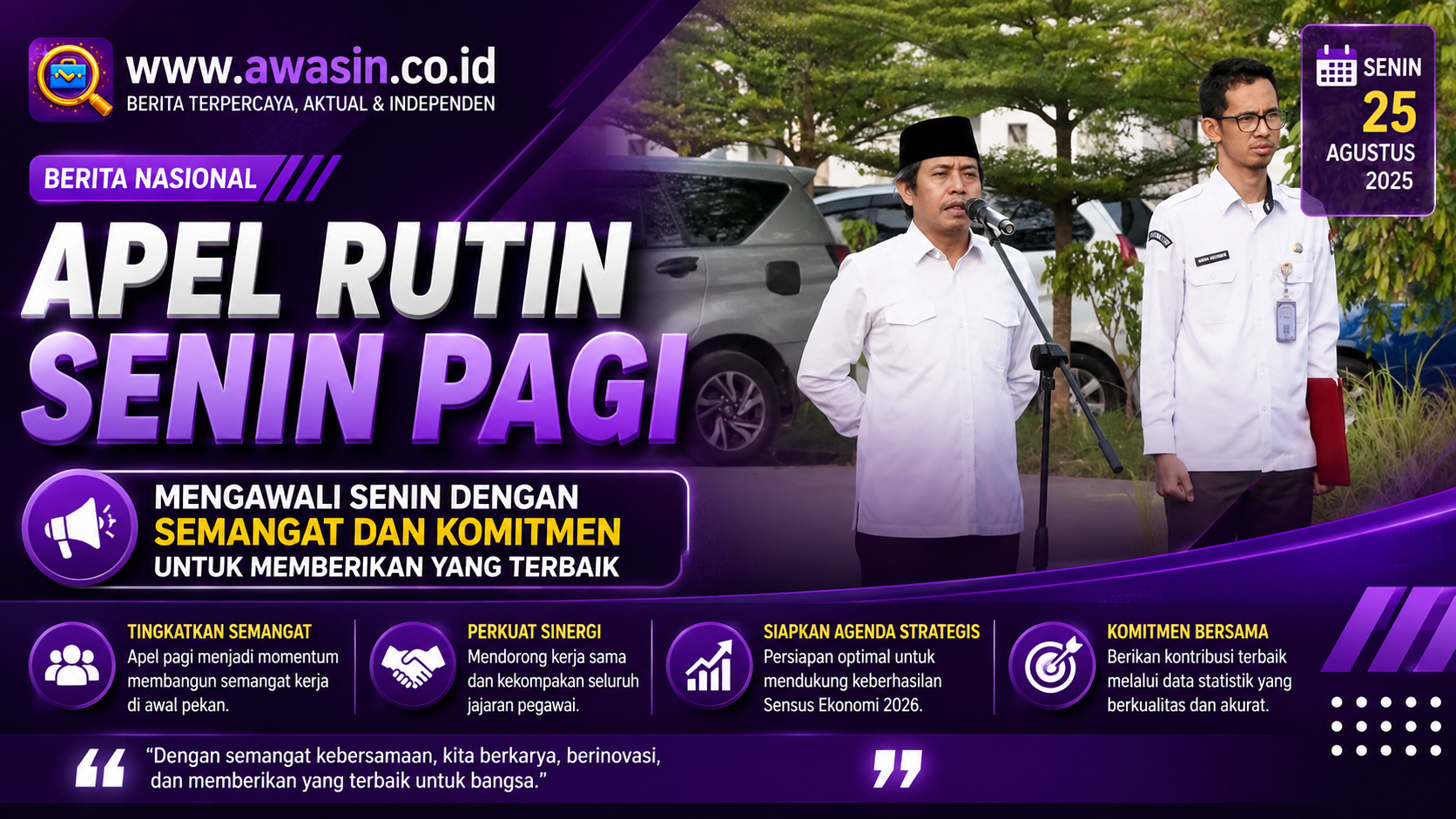 BPS Kota Surabaya Awali Pekan dengan Apel Pagi, Perkuat Semangat dan Komitmen Pelayanan