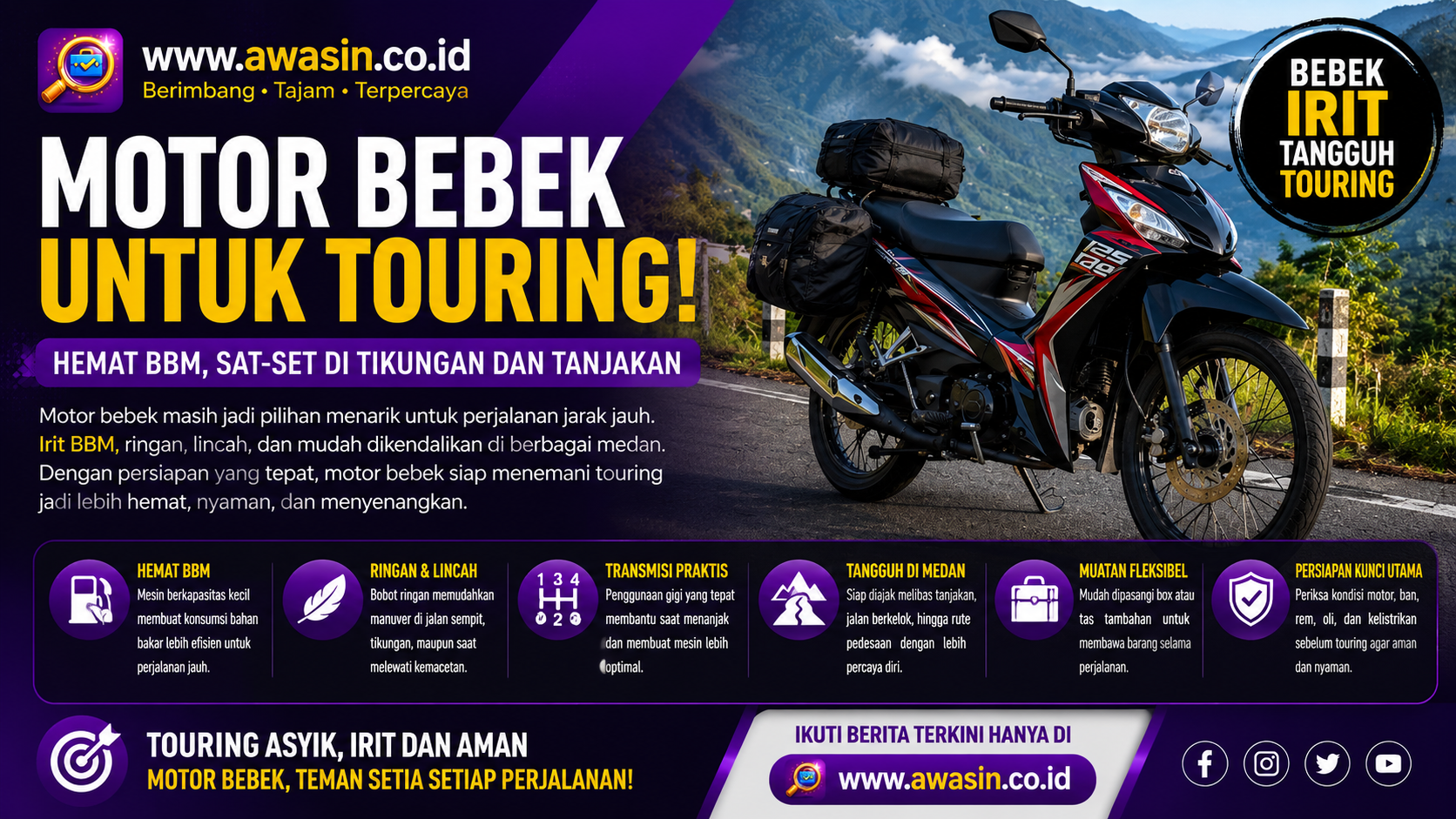 Motor Bebek Masih Asyik Buat Touring, Irit BBM dan Lincah Hadapi Tanjakan