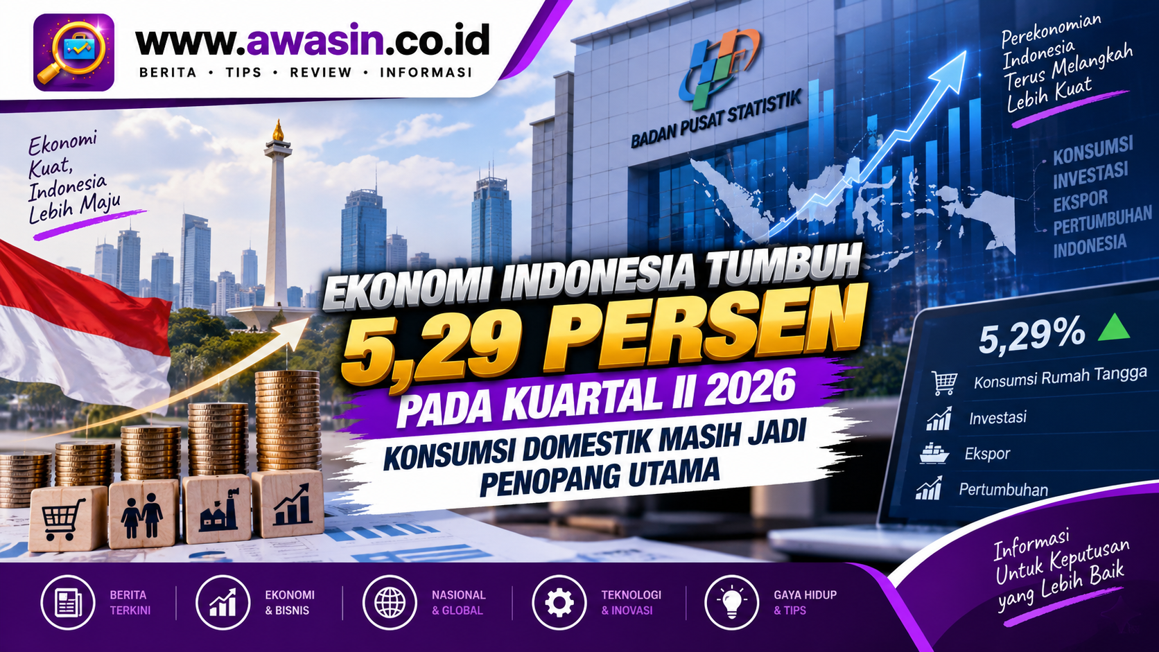 Ekonomi Indonesia Tumbuh 5,29 Persen pada Kuartal II 2026, Konsumsi Domestik Masih Jadi Penopang Utama