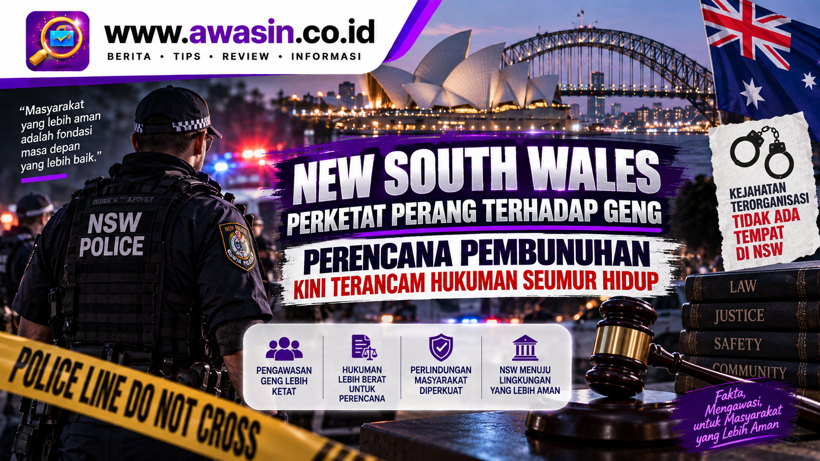 New South Wales Perketat Perang terhadap Geng, Perencana Pembunuhan Kini Terancam Hukuman Seumur Hidup