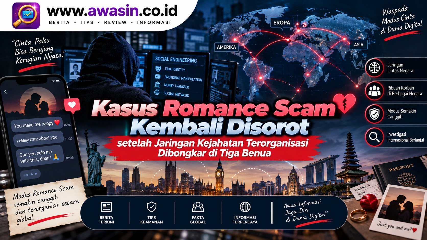 Kasus Romance Scam Kembali Disorot setelah Jaringan Kejahatan Terorganisasi Dibongkar di Tiga Benua