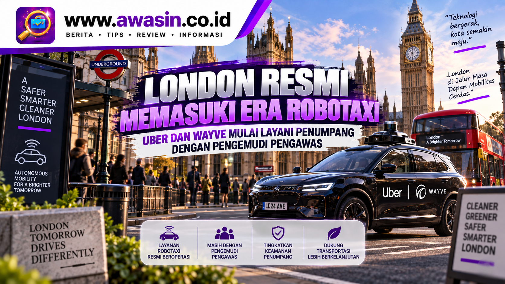 London Resmi Memasuki Era Robotaxi, Uber dan Wayve Mulai Layani Penumpang dengan Pengemudi Pengawas