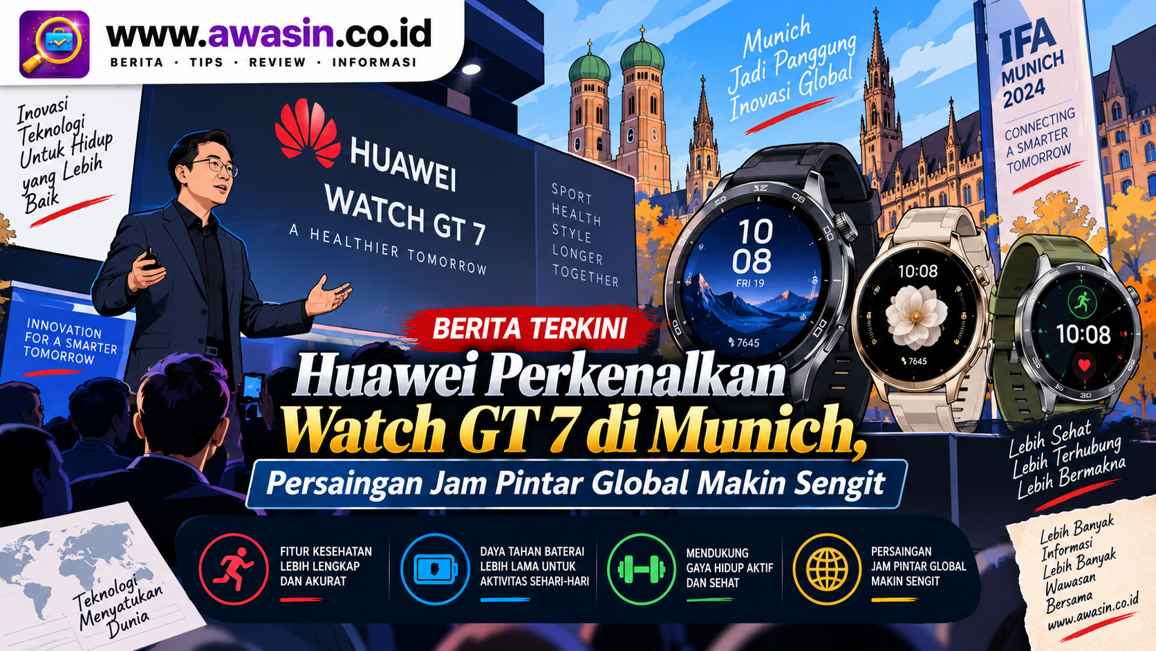 Huawei Perkenalkan Watch GT 7 di Munich, Persaingan Jam Pintar Global Makin Sengit
